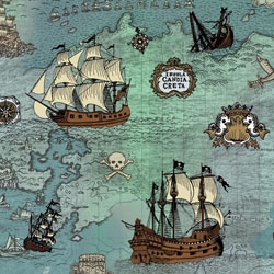 Pirate Ships Map - Blue Wallpaper | Shutterfly